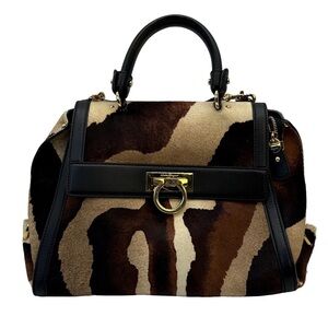 Salvatore Ferragamo Sophia pony-hair calf skin satchel